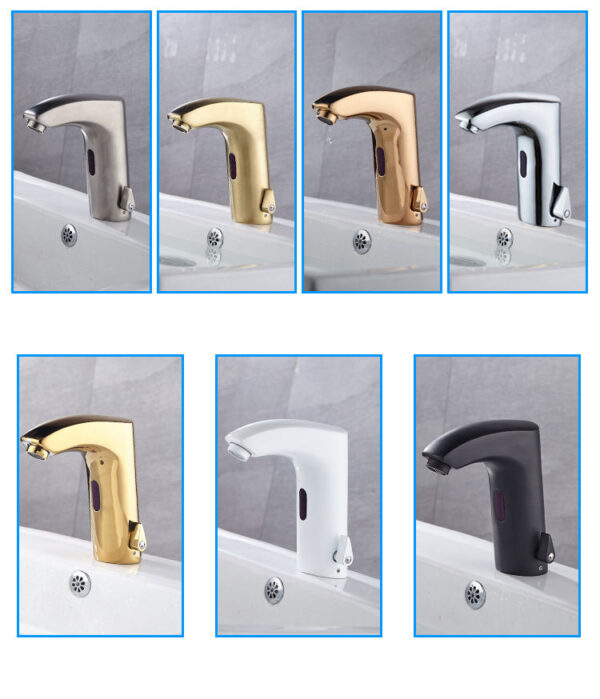 Modern Bathroom Automatic Infrared Sensor Faucet Water-Saving Single-Hole Mount Brass Brush Finish - Image 2