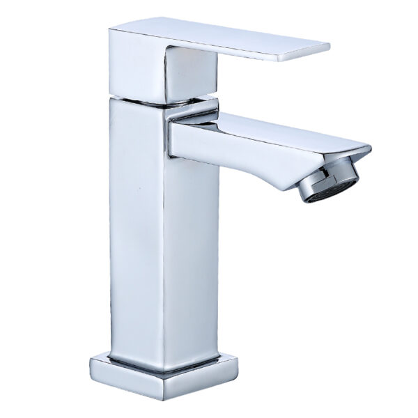 Modern Chrome Single-Handle Cold Water Basin Faucet Deck Mounted Ceramic Zinc Material for Hotels or Luxury Bathroom Design