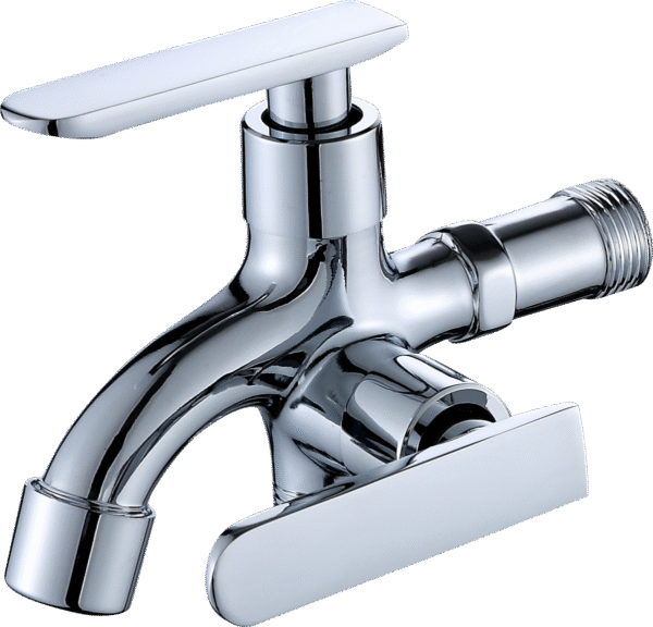 Plated Double Handle Bibcock Wall Tap for Basin and Washing Machine OEM Supply - Image 2