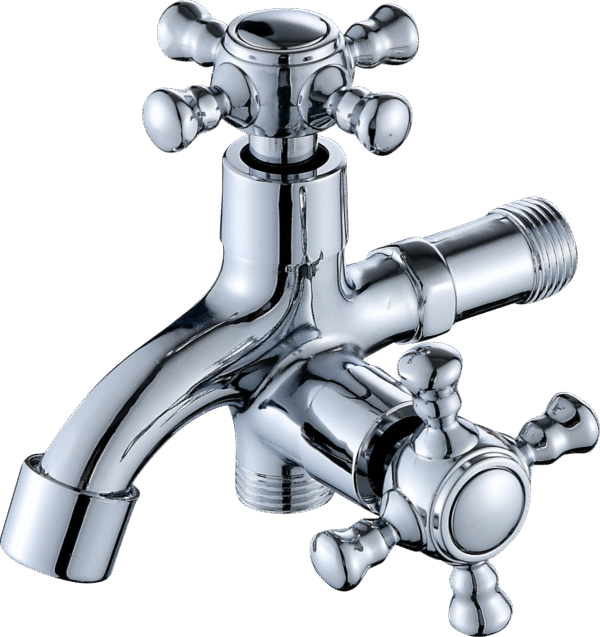 Plated Double Handle Bibcock Wall Tap for Basin and Washing Machine OEM Supply - Image 3