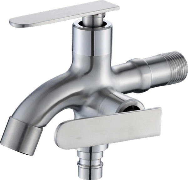 Plated Double Handle Bibcock Wall Tap for Basin and Washing Machine OEM Supply - Image 4